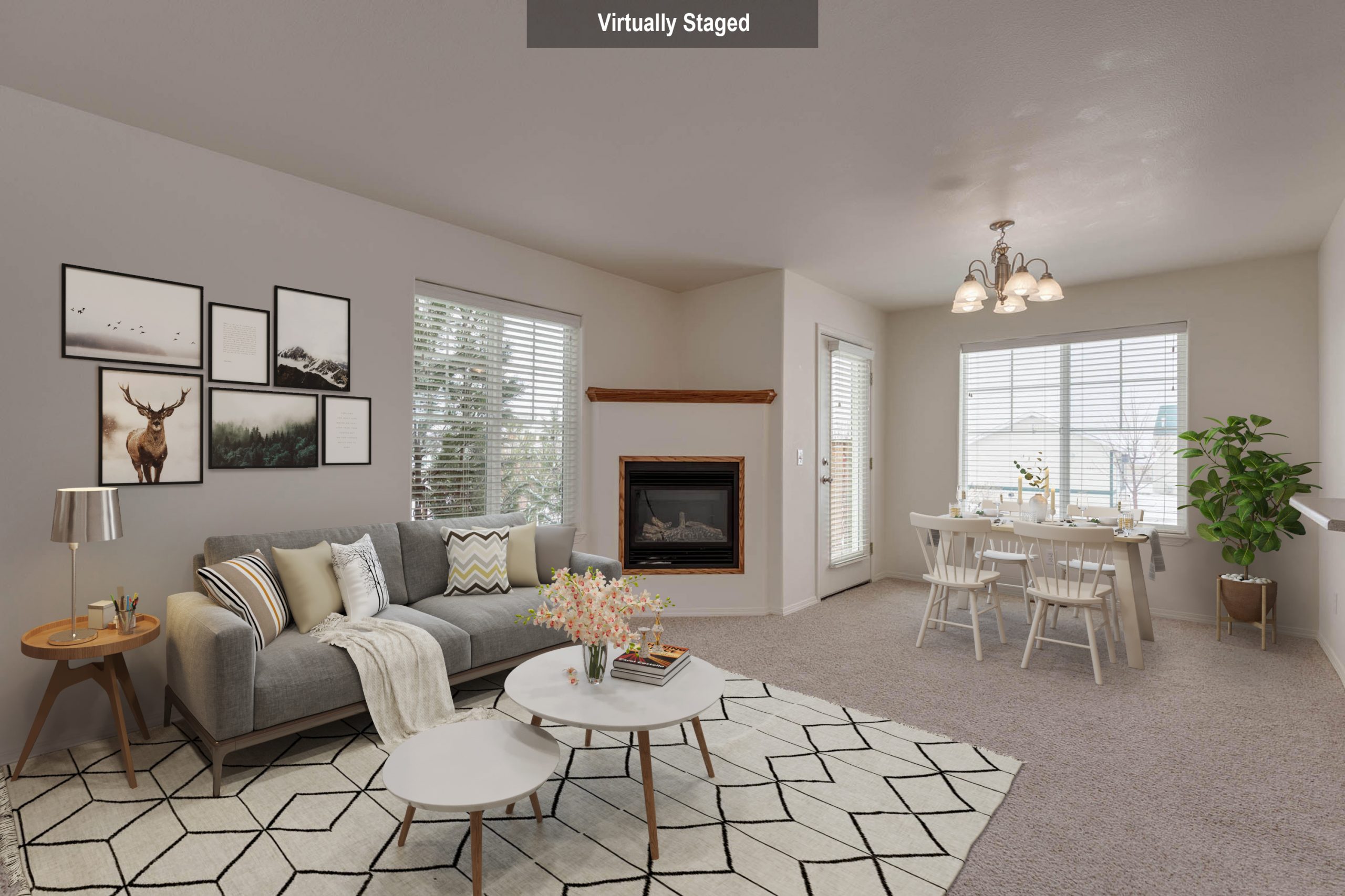 virtually staged living room